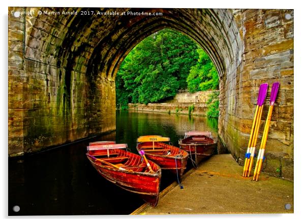 Rowing Boats on the RIver in Durham City Acrylic by Martyn Arnold