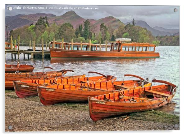 Derwentwater Canoes at Keswick Acrylic by Martyn Arnold