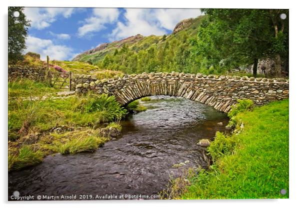 Packhorse Bridge, Watendlath, Lake District Acrylic by Martyn Arnold