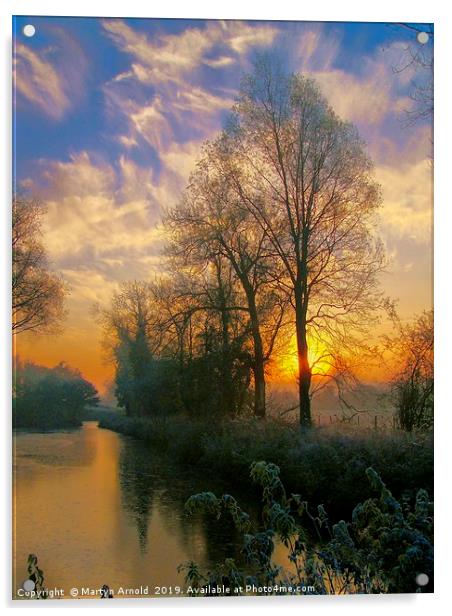 Misty Winter Morning Sunrise Acrylic by Martyn Arnold