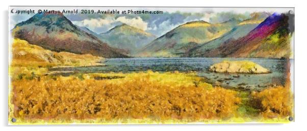 Wastwater Lake District digital art panorama Acrylic by Martyn Arnold