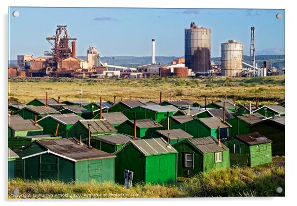 Redcar Steelworks and Fishermen's Huts Acrylic by Martyn Arnold