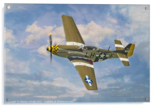 The American Spitfire P51 Mustang Acrylic by Martyn Arnold