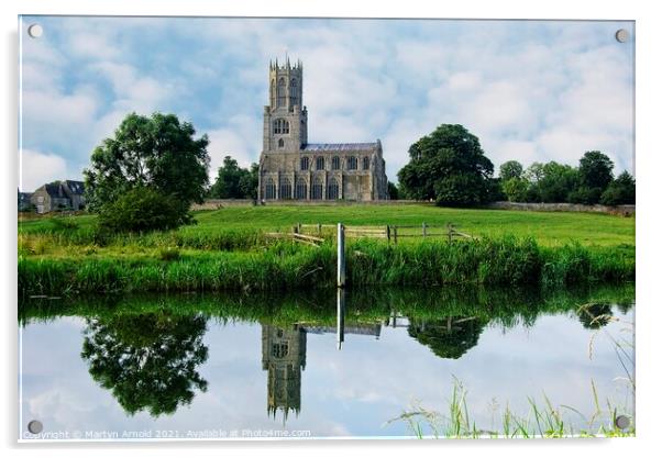 Fotheringhay Church and River Nene Northamptonshire Acrylic by Martyn Arnold