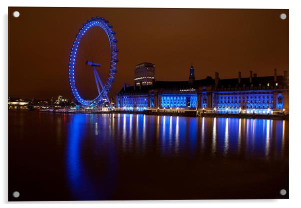 London eye & County Hall Acrylic by Neil Pickin