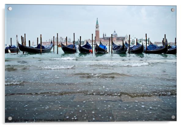 Gondolas by St Mark's Square Venice Acrylic by Jean Gill