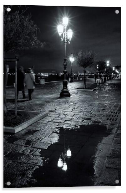 Sreetlamp at Night, venice Acrylic by Jean Gill