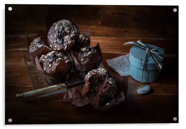 Old Maestra Chocolate Muffins and Cameo Acrylic by Jean Gill