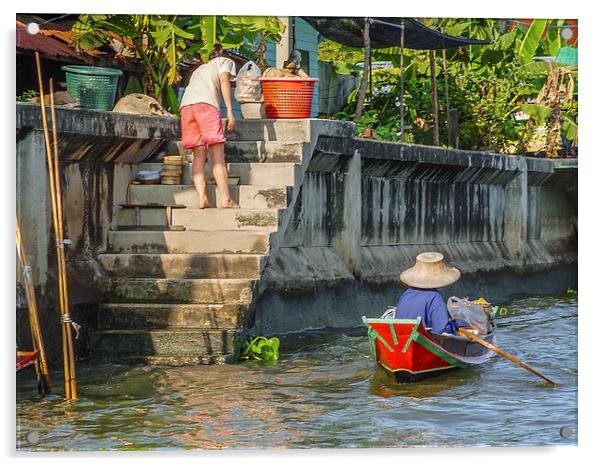 Life on the Klongs of Bangkok Acrylic by colin chalkley