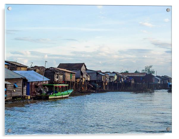 Cambodia : Tonle Sap Lake Acrylic by colin chalkley