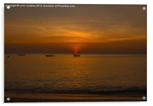 Thailand Beach Sunset Acrylic by colin chalkley