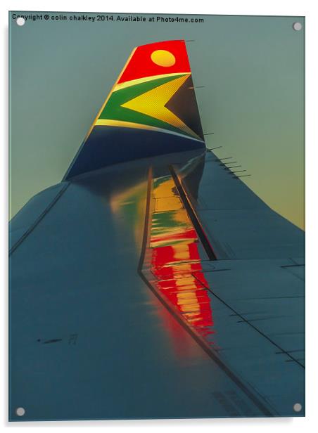 Sunrise on an A330 Airbus Wingtip Acrylic by colin chalkley