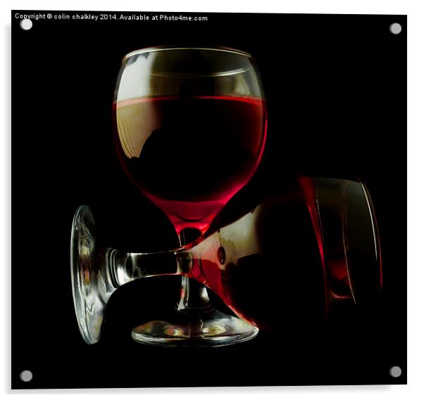 Two Glasses of Red Wine Acrylic by colin chalkley