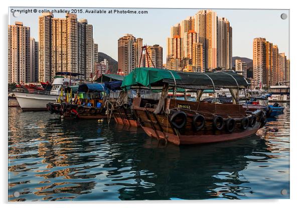 Aberdeen harbour - Hong Kong Acrylic by colin chalkley