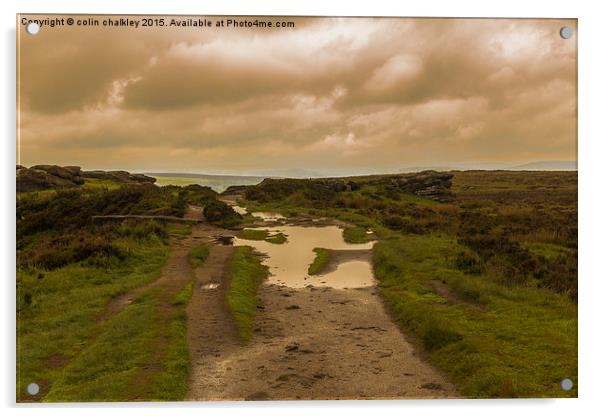  Curbar Edge on a gloomy day Acrylic by colin chalkley