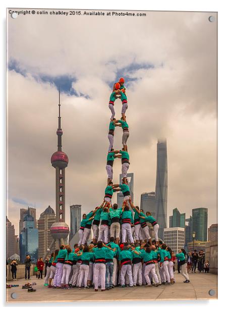  Castellers on the Bund in Shanghai Acrylic by colin chalkley