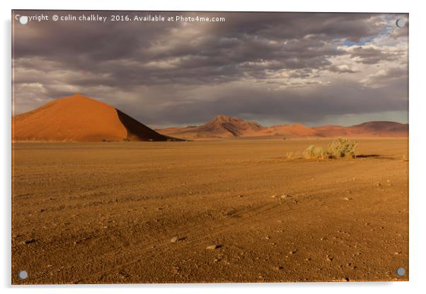 Sossusvlie Sand Dunes, Namib Desert Acrylic by colin chalkley
