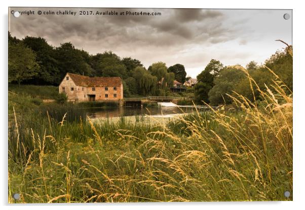 Sturminster Mill on a cloudy day Acrylic by colin chalkley