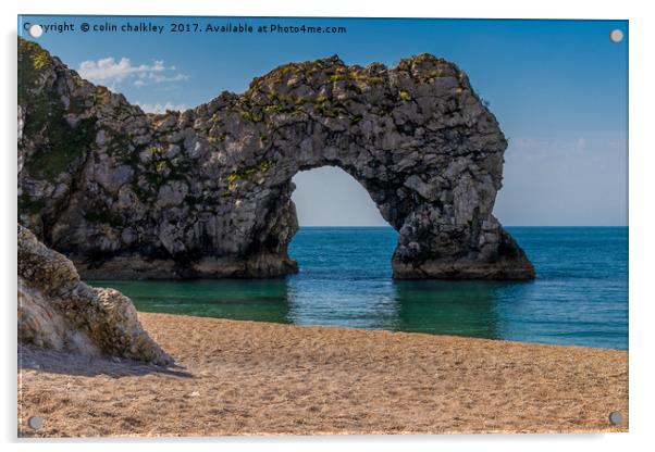 Durdle Dor on the Dorset Coast Acrylic by colin chalkley