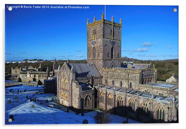 St Davids Cathedral & Palace Acrylic by Barrie Foster