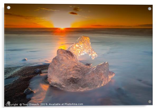 Ice Statues, on the beach. Acrylic by Tony Dimech