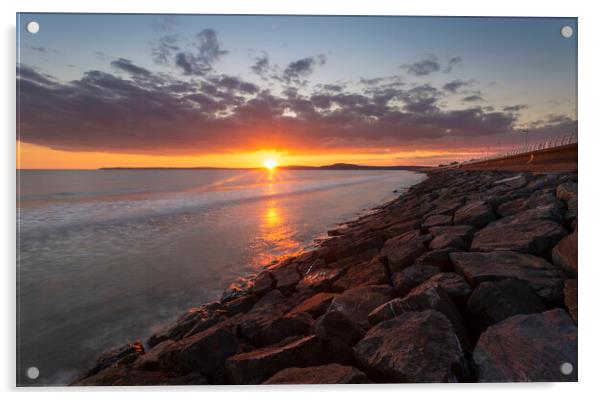 Sunset over Aberavon beach Acrylic by Leighton Collins
