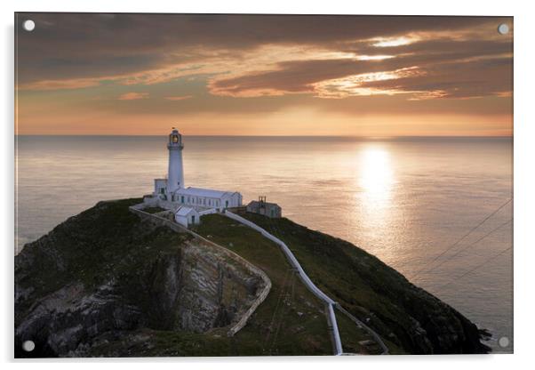 Dusk at South Stack lighthouse Acrylic by Leighton Collins