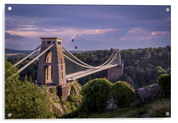 Clifton Suspension Bridge and hot air balloons Acrylic by Leighton Collins