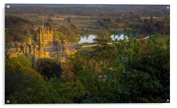 Margam Park and castle Acrylic by Leighton Collins