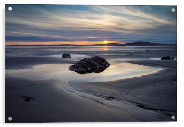 Aberavon Beach rockpools Acrylic by Leighton Collins