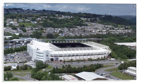 The Liberty Stadium in Swansea. Acrylic by Leighton Collins