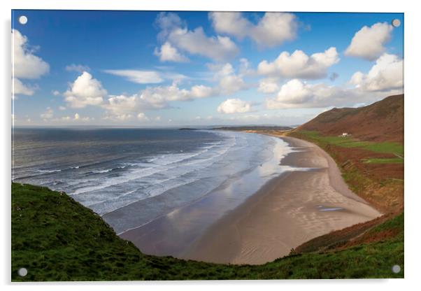 Rhossili Bay on the Gower Peninsula Acrylic by Leighton Collins