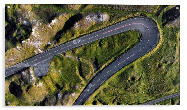 Drone view of Mountain Road Acrylic by Leighton Collins