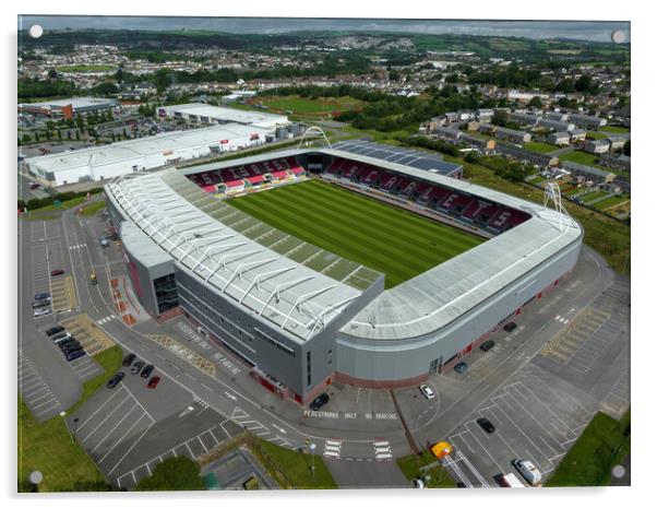 Parc y Scarlets rugby ground Acrylic by Leighton Collins