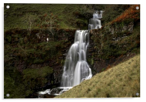 Waterfalls in the Brecon Beacons Acrylic by Leighton Collins