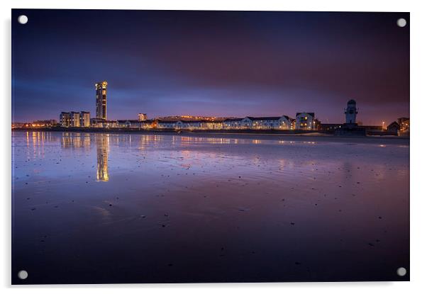 Swansea Bay Meridian Tower Acrylic by Leighton Collins