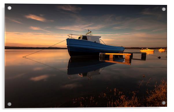  Loughor estuary boats Acrylic by Leighton Collins