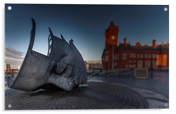 War Memorial Cardiff Bay  Acrylic by Leighton Collins
