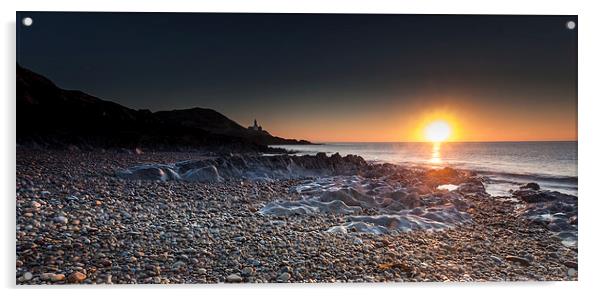  Sunrise at Bracelet Bay and Mumbles lighthouse Acrylic by Leighton Collins