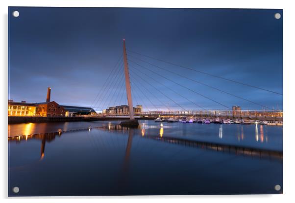 Swansea Sail Bridge Acrylic by Leighton Collins