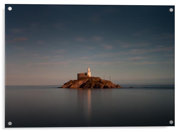 Tranquil evening at Mumbles lighthouse Acrylic by Leighton Collins