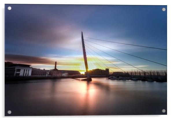 Swansea Sail Bridge  Acrylic by Leighton Collins
