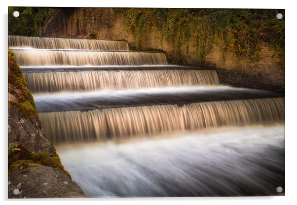 Lower Lliedi reservoir spillway Acrylic by Leighton Collins