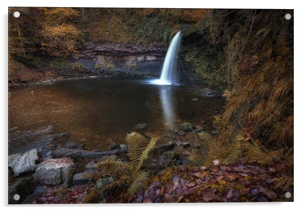 Sgwd Gwladus waterfall Pontneddfechan Acrylic by Leighton Collins