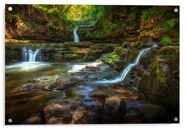 Sgwd Isaf Clun-gwyn waterfalls Acrylic by Leighton Collins