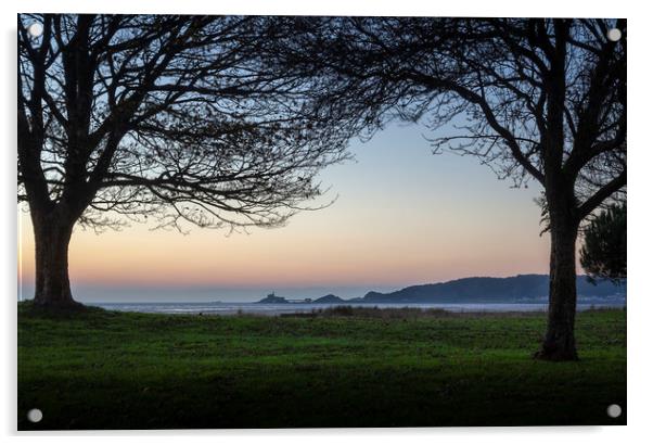 Dawn at Mumbles headland Acrylic by Leighton Collins