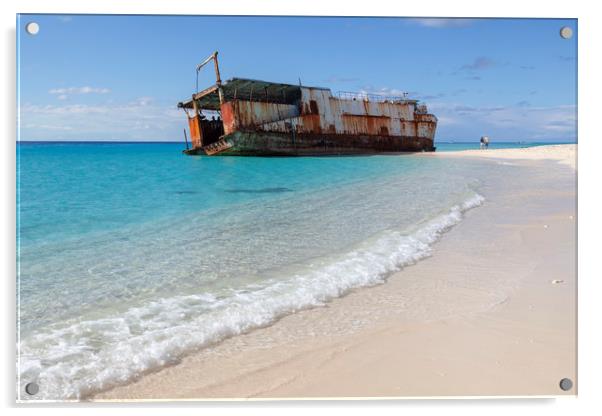 Shipwreck on Turks and Caicos Islands in the Carib Acrylic by Leighton Collins