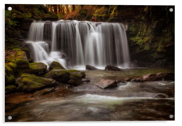 Waterfall in Pontardawe, Swansea Acrylic by Leighton Collins