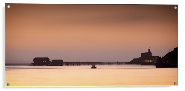 Mumbles pier daybreak Acrylic by Leighton Collins