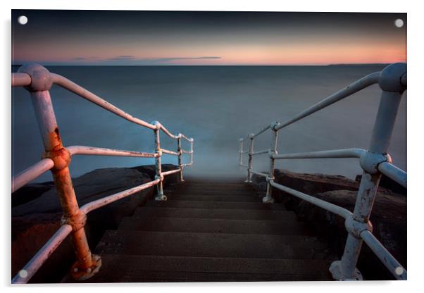 A handrail at Aberavon beach Acrylic by Leighton Collins